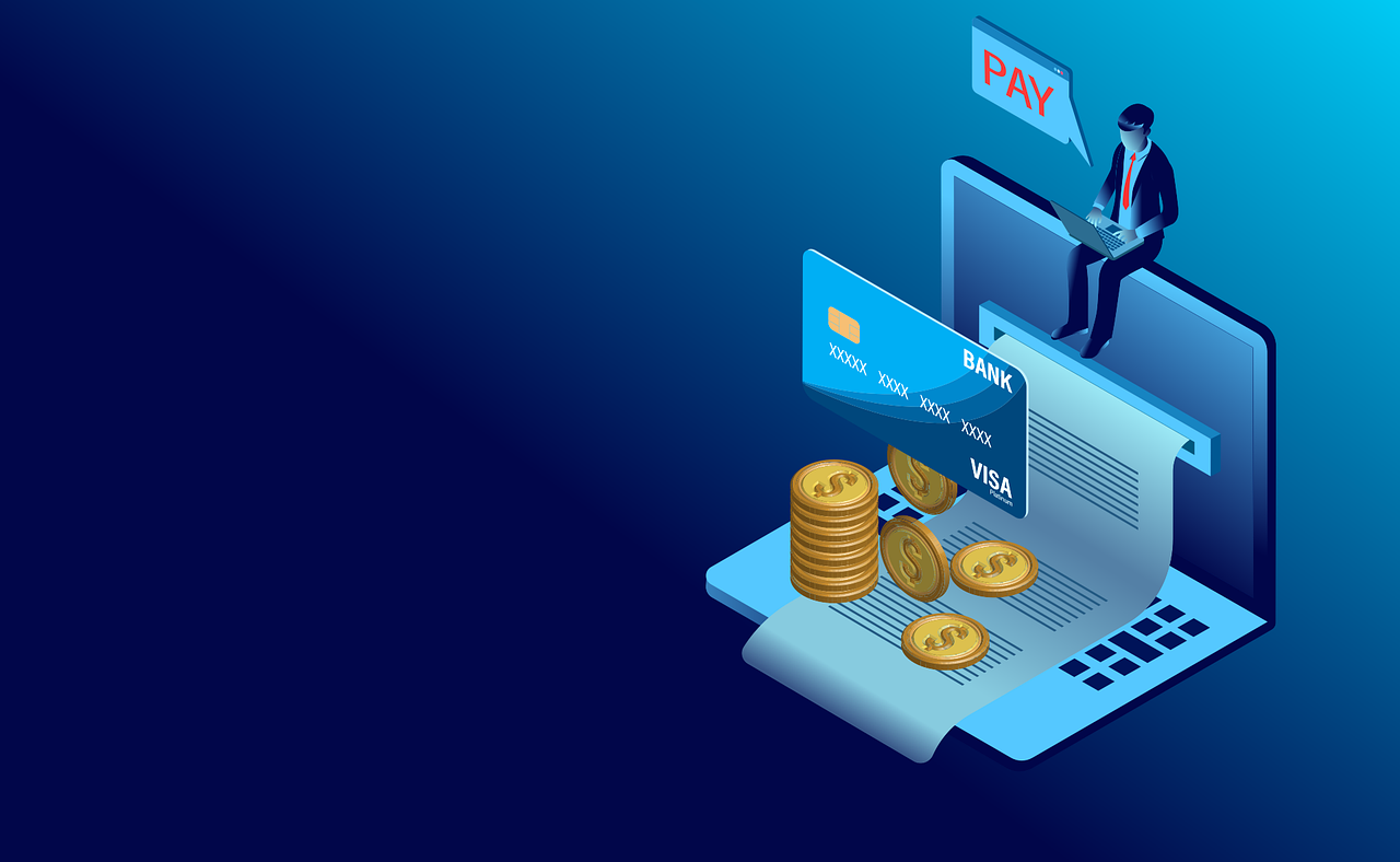 Vector illustration of digital payment transaction on a laptop